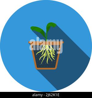 Seedling Icon. Flat Circle Stencil Design With Long Shadow. Vector Illustration. Stock Vector