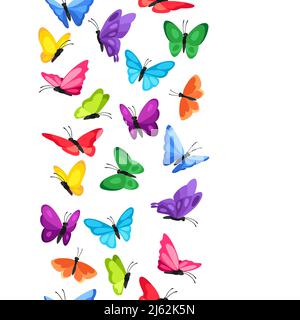 Seamless pattern with decorative butterflies. Colorful bright abstract insects. Stock Vector