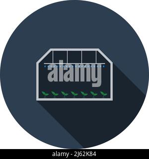 Greenhouse Icon. Flat Circle Stencil Design With Long Shadow. Vector Illustration. Stock Vector