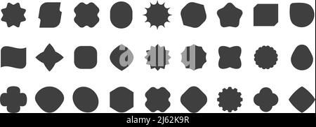 Black geometric shapes. Bold figures for banners and text bulbs. Vector set Stock Vector