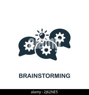 Brainstorming icon. Monochrome simple Brain Process icon for templates, web design and infographics Stock Vector
