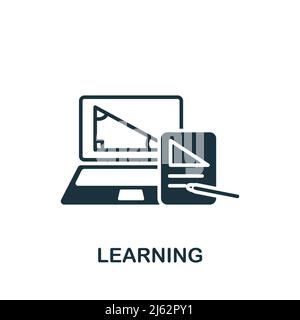 Learning icon. Monochrome simple Brain Process icon for templates, web design and infographics Stock Vector