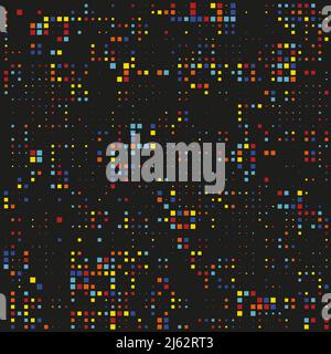 Mosaic seamless dark colored pixel background. Vector illustration.  Stock Vector