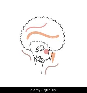 Face of a woman in a modern line style. Stock Vector