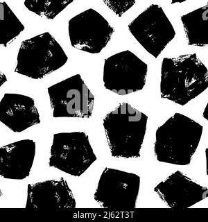 Hand drawn black grunge mosaic seamless pattern. Stock Vector