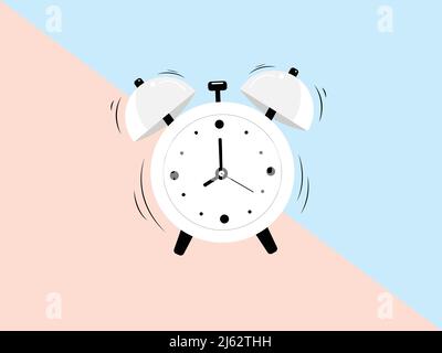 illustration of alarm clock on pink and blue,stock illustration Stock Vector