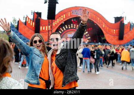 AMSTERDAM - Netherlands, 2022-04-27 13:06:51 AMSTERDAM - Festival visitors during Kingsland Festival in the RAI. It is the first time since 2019 that Kingsland can continue again. ANP PAUL BERGEN netherlands out - belgium out Stock Photo