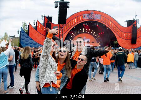 AMSTERDAM - Netherlands, 2022-04-27 13:07:02 AMSTERDAM - Festival visitors during Kingsland Festival in the RAI. It is the first time since 2019 that Kingsland can continue again. ANP PAUL BERGEN netherlands out - belgium out Stock Photo