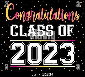 Congratulations Class of 2023 Colorful Stars Background Stock Photo