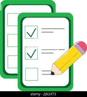 illustration of clipboard with check marks on paper survey,stock illustration Stock Vector