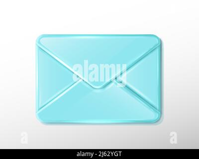 3d realistic vector icon. Blue envelope. Isolated on background. Stock Vector