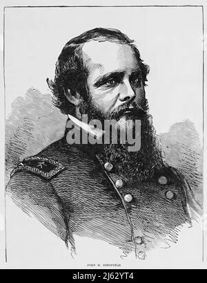 Portrait of John McAllister Schofield, Lieutenant General in the American Civil War and United States Secretary of War. 19th century illustration Stock Photo