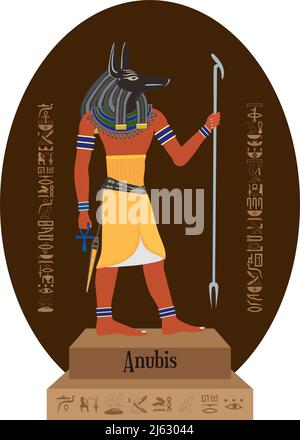 Egyptian gods Anubis, Ra, Amon and Osiris. Ancient Egypt deities ...