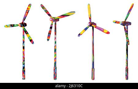 Wind turbines ecological alternative green energy generation Stock Vector