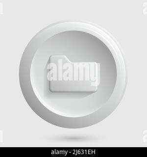White Folder Icon. 3d File Manager Button. Vector illustration Stock Vector