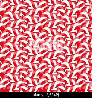 Abstract Red Stripe and curve seamless vector pattern. Stock Vector