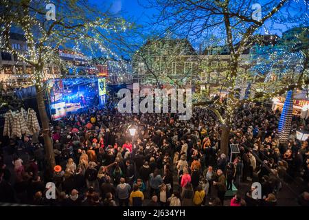 Party favelas in full swing on the Grote Market, in The Hague