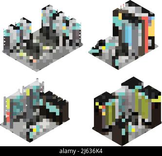 Data center isometric compositions including hosting servers for cloud services with workstation for administration isolated vector illustration Stock Vector