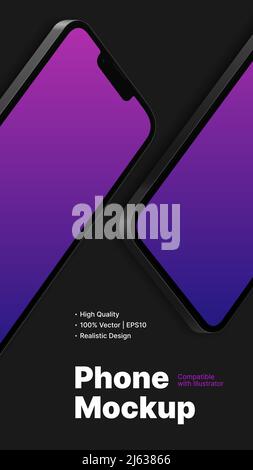 Smartphone Mockup on Flat Surface. Device with Blank Screen. Vertical Design for Stories. Vector illustration Stock Vector
