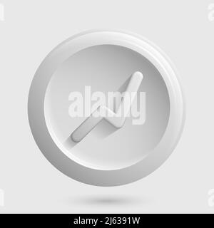 Chart 3D Icon. White Isolated Graph Button. Vector illustration Stock Vector