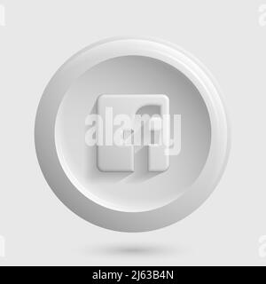 Popular Social Media 3D Icon. White F Element. Vector illustration Stock Vector