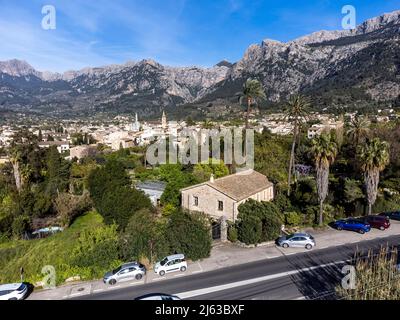 aerial view of the botanical garden, Soller, Majorca, Balearic Islands, Spain Stock Photo