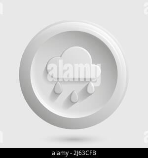 White Weather Forecast Icon. Isolated 3D Round Button. Vector illustration Stock Vector