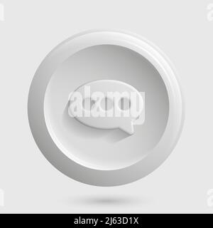 White Round Message Icon. Isolated 3D Texting Button. Vector illustration Stock Vector