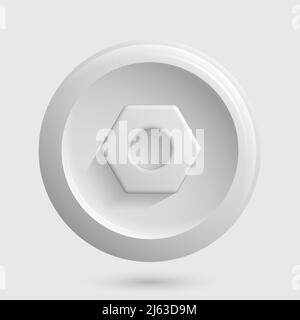 Light Settings Icon. 3D Design for Isolated Button. Vector illustration Stock Vector