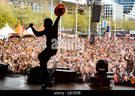 2022-04-27 15:47:22 AMSTERDAM - Rapper and singer Frenna performs during Kingsland Festival in the RAI. It is the first time since 2019 that Kingsland can continue again. ANP PAUL BERGEN netherlands out - belgium out Stock Photo