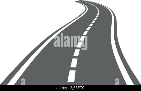 Curved road. Asphalt path with far horizon Stock Vector