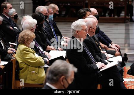 Washington, United States. 27th Apr, 2022. Senate Minority Leader Mitch McConnell, R-KY attends the funeral of former Secretary of State Madeleine Albright at the National Cathedral in Washington, DC, USA on April 27, 2022. Photo by Yuri Gripas/UPI Credit: UPI/Alamy Live News Stock Photo
