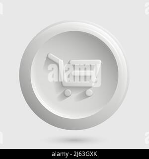 Shopping Icon. White Round Button. Vector illustration Stock Vector