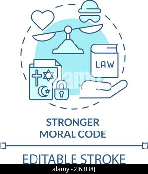 Stronger moral code turquoise concept icon Stock Vector