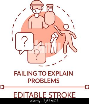 Failing to explain problems red concept icon Stock Vector