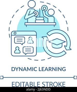Dynamic learning turquoise concept icon Stock Vector