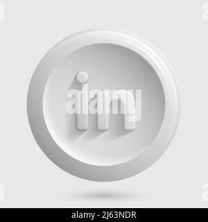 Work Social Media Icon. White 3D IN Logotype. Vector illustration Stock Vector