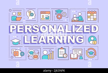 Personalized learning word concepts purple banner Stock Vector