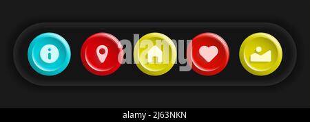 Colorful Icons. Set of Different Buttons. Vector illustration Stock Vector
