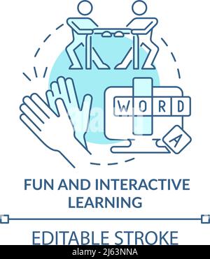 Fun and interactive learning turquoise concept icon Stock Vector