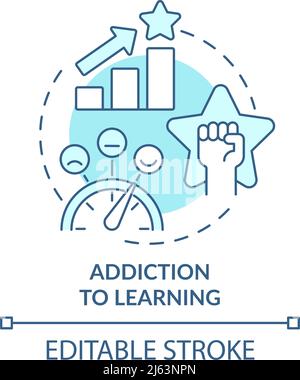 Addiction to learning turquoise concept icon Stock Vector