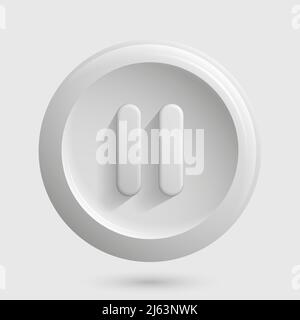 Rounded White Pause Icon. Vector illustration Stock Vector