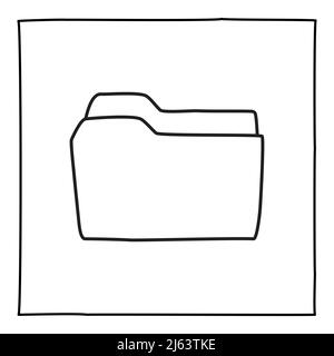 Doodle folder icon hand drawn with thin black line Stock Vector