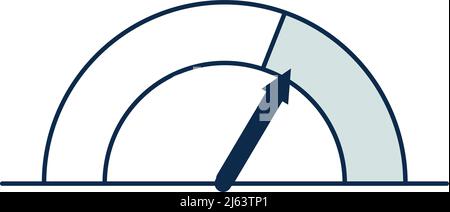Semi circle indicator with arrow. Round gauge icon Stock Vector