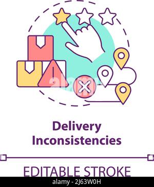 Delivery inconsistencies concept icon Stock Vector