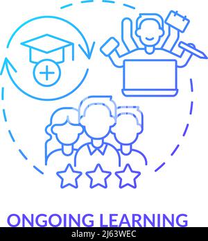 Ongoing learning blue gradient concept icon Stock Vector