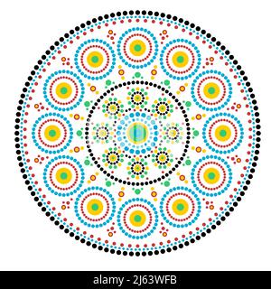 Ehtnic abstract dot mandala. Small circles mandala aboriginal decor. Whimsical mandala colorful vector design. Stock Vector