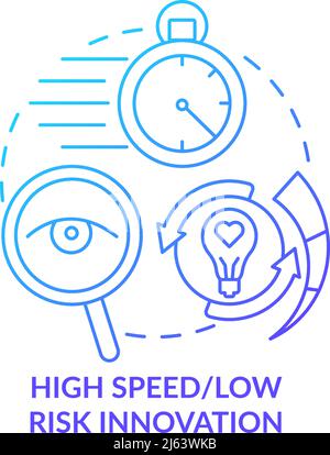 High speed and low risk innovation blue gradient concept icon Stock Vector