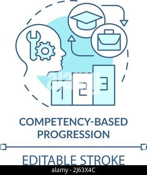 Competency based progression turquoise concept icon Stock Vector