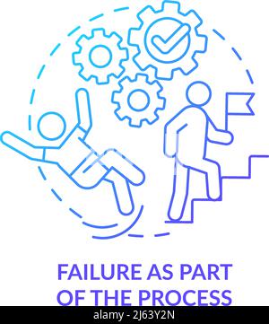 Failure as part of process blue gradient concept icon Stock Vector